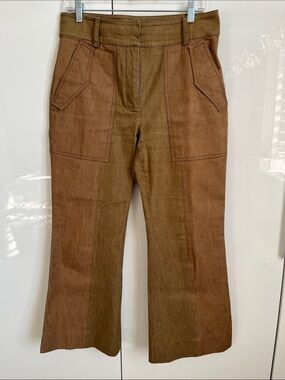 DEREK LAM NWOT Two Tone Cropped Flare Cotton Utility Pant, Size 10